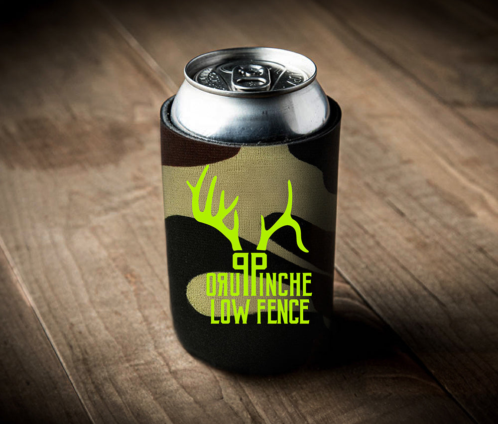 Spring Camo Koozie with Lime Green PPLF Logo