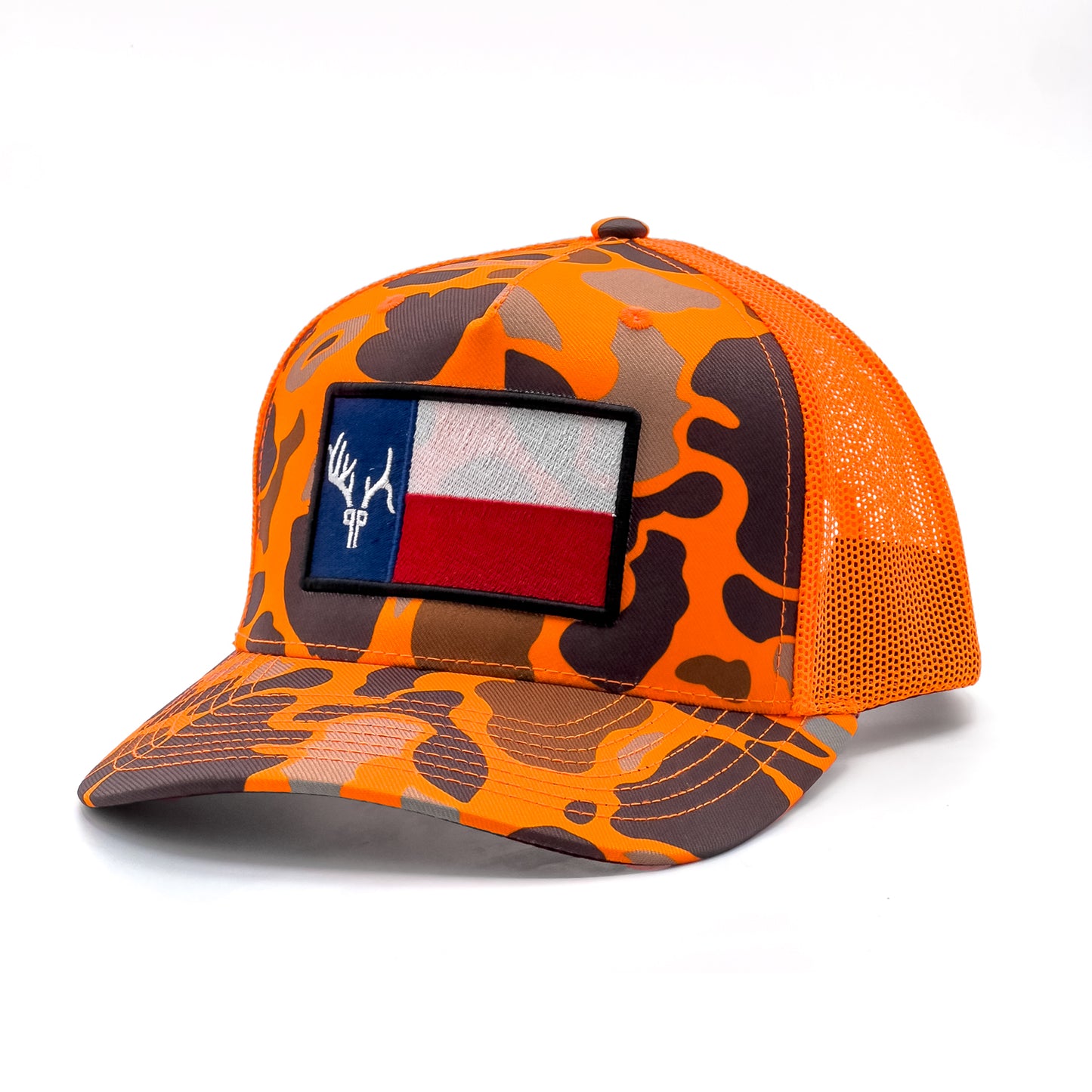 Blaze Orange Camo PPLF Embroidered Flag Hat