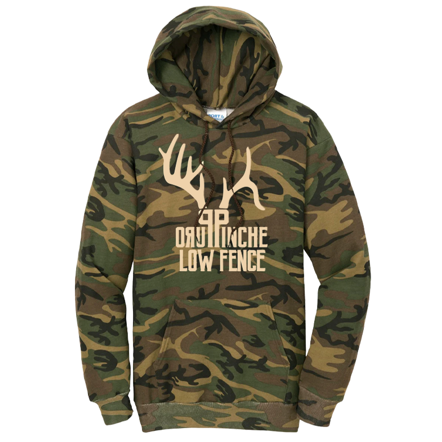 Cream Print on Camo Puro Pinche Low Fence Hunting Hoodie