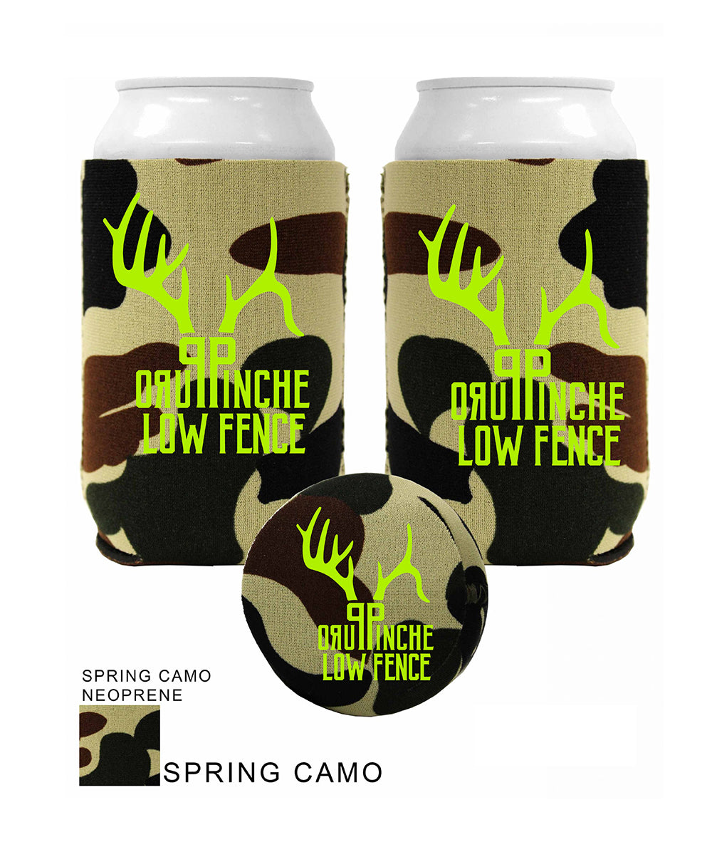 Spring Camo Koozie with Lime Green PPLF Logo
