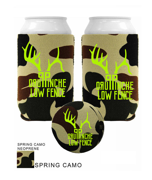 Spring Camo Koozie with Lime Green PPLF Logo