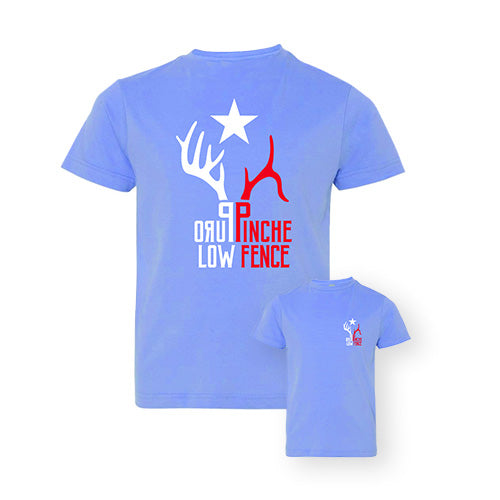 Youth Light Blue Patriotic Puro Pinche Low Fence Hunting T-Shirt